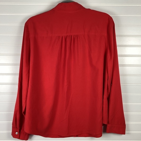 Chicos Shirt Womens Extra Large 2/ M Red Button Up Roll Tab Top Blouse Stretch - Picture 4 of 7